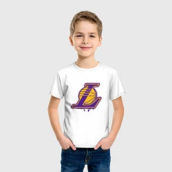 Футболка хлопковая детская Lakers, цвет: белый — фото 2
