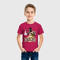 Футболка хлопковая детская LeBron - Lakers, цвет: маджента — фото 2