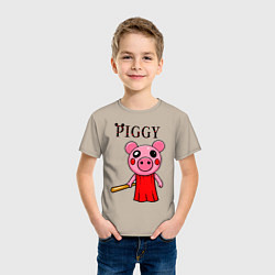 Футболка хлопковая детская ROBLOX PIGGY, цвет: миндальный — фото 2