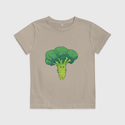 Футболка хлопковая детская Симпатичный брокколи, цвет: миндальный