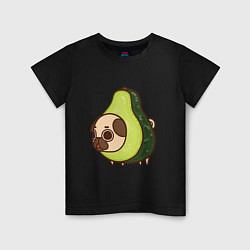 Футболка хлопковая детская Мопс-авокадо, цвет: черный