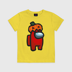 Футболка хлопковая детская HALLOWEEN IS AMONG US, цвет: желтый