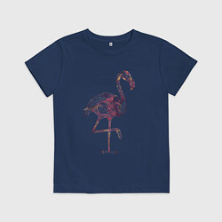 Футболка хлопковая детская Узорчатый фламинго, цвет: тёмно-синий