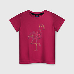 Футболка хлопковая детская Узорчатый фламинго, цвет: маджента