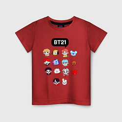 Футболка хлопковая детская BTS BT21, цвет: красный