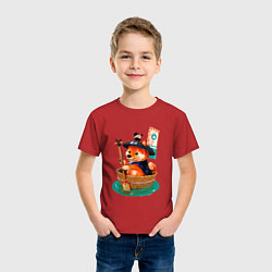 Футболка хлопковая детская Собачка плывет, цвет: красный — фото 2