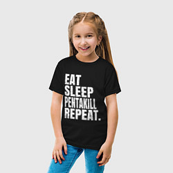 Футболка хлопковая детская EAT SLEEP PENTAKILL REPEAT, цвет: черный — фото 2