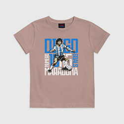 Футболка хлопковая детская 10 Diego Maradona, цвет: пыльно-розовый