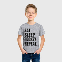 Футболка хлопковая детская EAT SLEEP HOCKEY REPEAT, цвет: меланж — фото 2