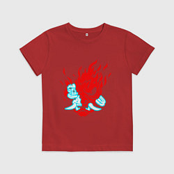 Футболка хлопковая детская Cyberpunk neon samurai, цвет: красный