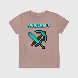 Футболка хлопковая детская Minecraft, цвет: пыльно-розовый
