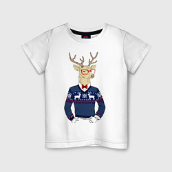 Футболка хлопковая детская Hipster Deer, цвет: белый