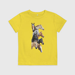 Футболка хлопковая детская Лошади, цвет: желтый