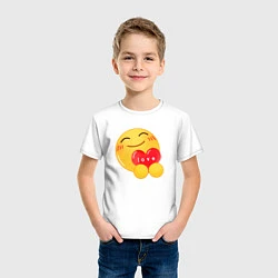 Футболка хлопковая детская Смайлик с сердечком, цвет: белый — фото 2