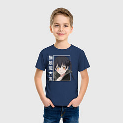 Футболка хлопковая детская Тамаки Котацу, цвет: тёмно-синий — фото 2