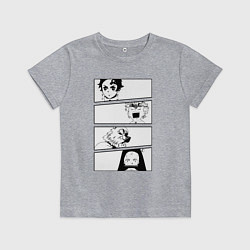 Футболка хлопковая детская Клинок рассекающий демонов, цвет: меланж