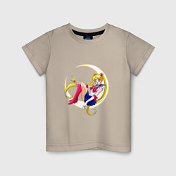 Футболка хлопковая детская Sailor Moon, цвет: миндальный