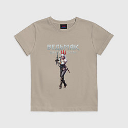 Футболка хлопковая детская Цири Ведьмак, цвет: миндальный
