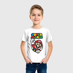 Футболка хлопковая детская Mario цвета белый — фото 2