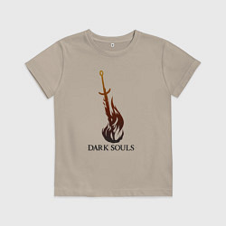 Футболка хлопковая детская Dark Souls - Bonfire, цвет: миндальный
