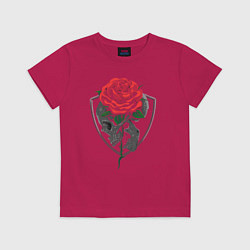 Футболка хлопковая детская Skull&Rose, цвет: маджента