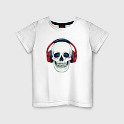 Футболка хлопковая детская Skull Music, цвет: белый