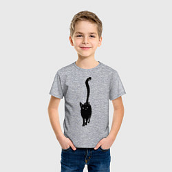 Футболка хлопковая детская Черный кот тушью, цвет: меланж — фото 2