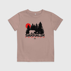 Футболка хлопковая детская Sakhalin forever, цвет: пыльно-розовый
