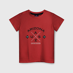 Футболка хлопковая детская Штат Аризона Хипстерское лого, цвет: красный