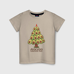 Футболка хлопковая детская Avocado Christmas Tree, цвет: миндальный