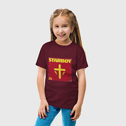 Футболка хлопковая детская The Weeknd STARBOY, цвет: меланж-бордовый — фото 2