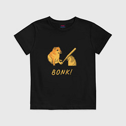 Футболка хлопковая детская Doge Bonk go to horny jail, цвет: черный