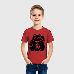 Футболка хлопковая детская Манэки-нэко жирный, цвет: красный — фото 2