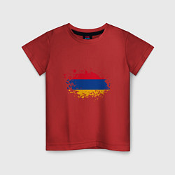 Футболка хлопковая детская Флаг Армении, цвет: красный