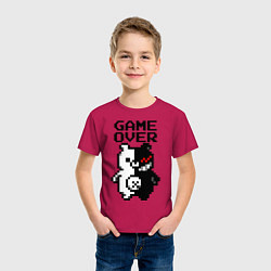 Футболка хлопковая детская MONOKUMA GAME OVER, цвет: маджента — фото 2