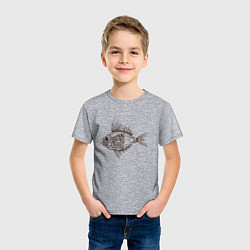 Футболка хлопковая детская Стимпанк Рыба Steampunk Fish Z, цвет: меланж — фото 2