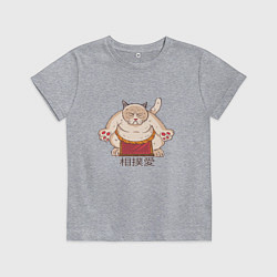 Футболка хлопковая детская Толстый Кот Сумо, цвет: меланж