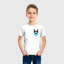 Футболка хлопковая детская Панда милашка в кармашке, цвет: белый — фото 2