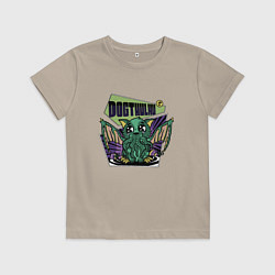Футболка хлопковая детская Ктулху Dogthulhu, цвет: миндальный
