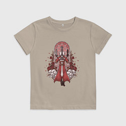 Футболка хлопковая детская Данте в розах, цвет: миндальный