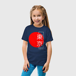 Футболка хлопковая детская Tokyo иероглифами, цвет: тёмно-синий — фото 2