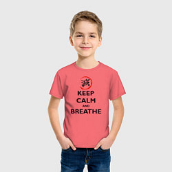 Футболка хлопковая детская KEEP CALM and BREATHE, цвет: коралловый — фото 2