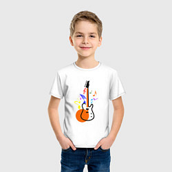 Футболка хлопковая детская Цветная гитара, цвет: белый — фото 2