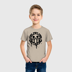 Футболка хлопковая детская One Piece знак черной краской, цвет: миндальный — фото 2