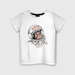 Футболка хлопковая детская СССР Кот космонавт, цвет: белый