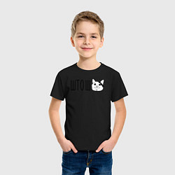 Футболка хлопковая детская Штош кот, цвет: черный — фото 2