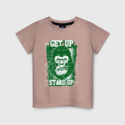 Футболка хлопковая детская GET UP STAND UP, цвет: пыльно-розовый