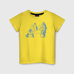 Футболка хлопковая детская Пингвины, цвет: желтый