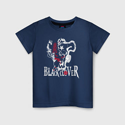 Футболка хлопковая детская Черные быки белое лого, цвет: тёмно-синий