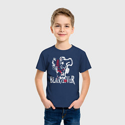 Футболка хлопковая детская Черные быки белое лого, цвет: тёмно-синий — фото 2
